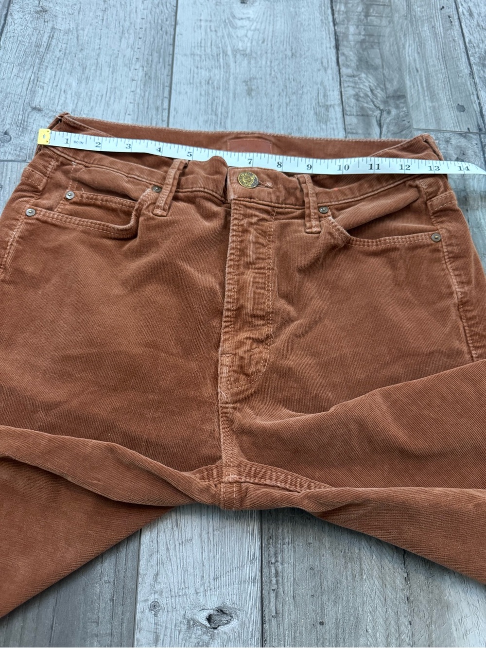Mother The Mid Rise Dazzler Ankle In Mok Monk Brown Size 27 Corduroy Pants - Picture 10 of 15